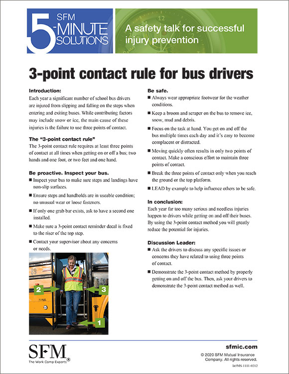 3-point contact rule for bus drivers 5-Minute Solution