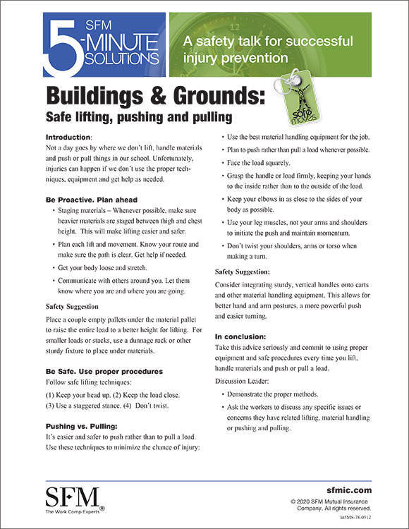 Buildings & grounds: Safe lifting