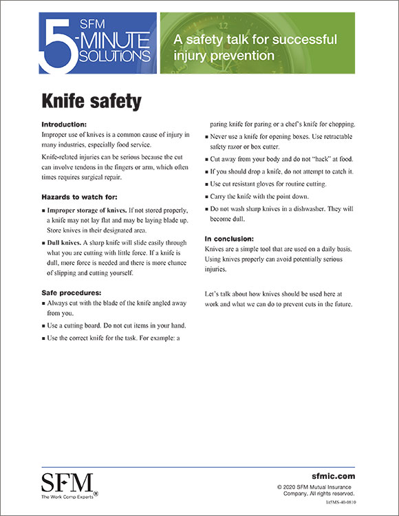 Knife safety 5-Minute Solution