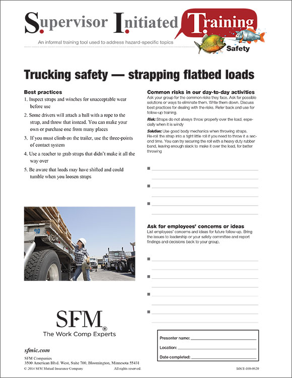 Trucking safety - strapping flatbed loads Supervisor Initiated Training