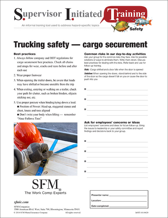 Trucking safety - cargo securement Supervisor Initiated Training