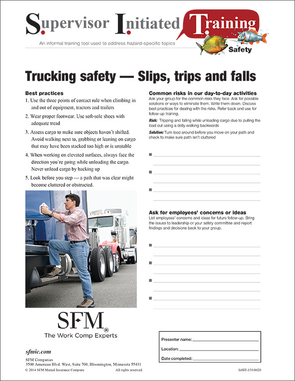 Trucking safety - Slips, trips and falls Supervisor Initiated Training